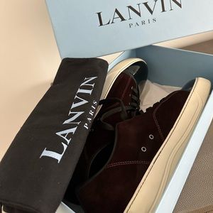 Men lanvin burgundy color shoes size 12 . Good condition. Pre owned